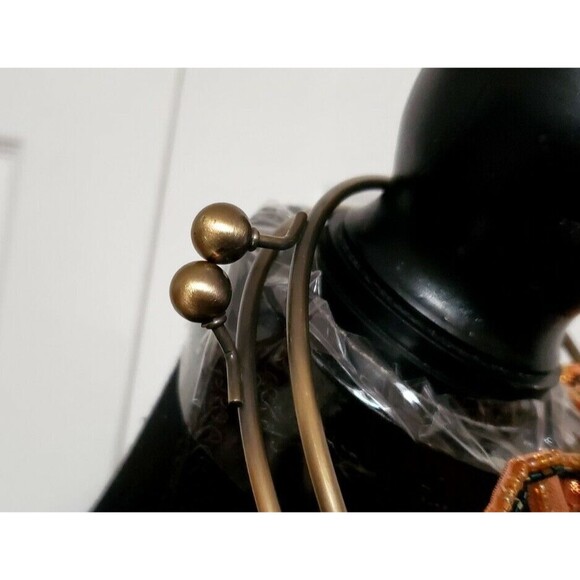 Vintage IN'S Gold Beaded Purse Small Clutch Evening bag Brass Handles Floral EUC - Picture 4 of 8